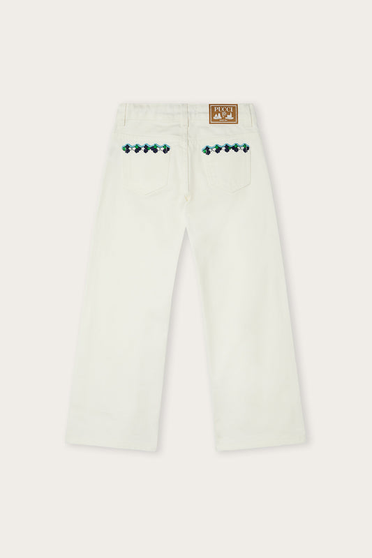 Pantaloni a Zampa con Dettagli Ricamati