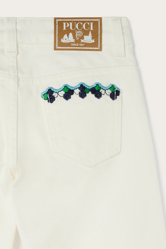 Pantaloni a Zampa con Dettagli Ricamati