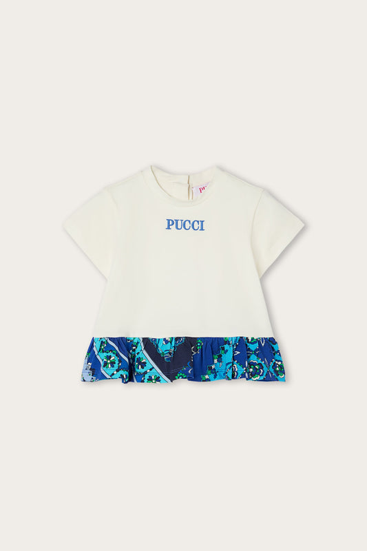 T-shirt con Logo e Volants