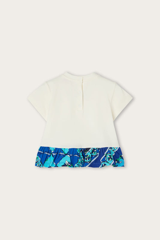 T-shirt con Logo e Volants