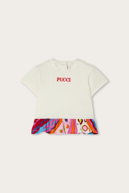 T-shirt con Logo e Volants