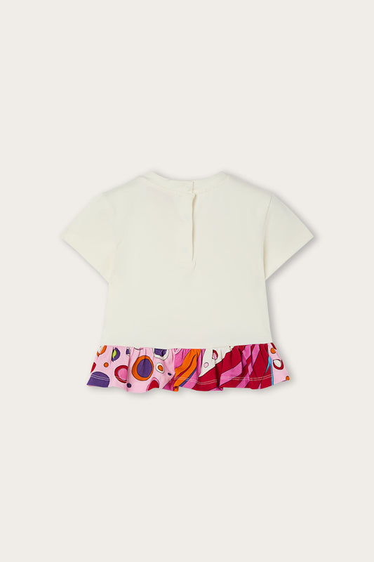 T-shirt con Logo e Volants