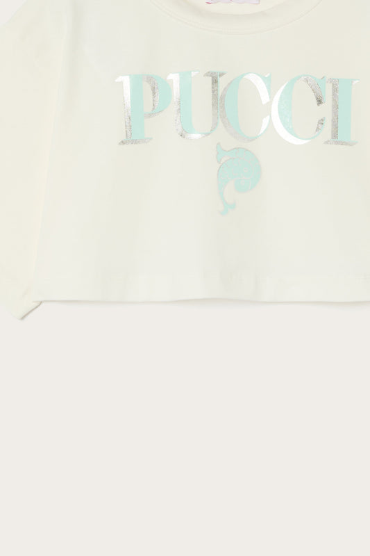 T-shirt Cropped con Logo Pucci