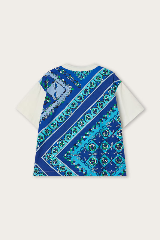 T-shirt con Ricamo e Retro Stampato