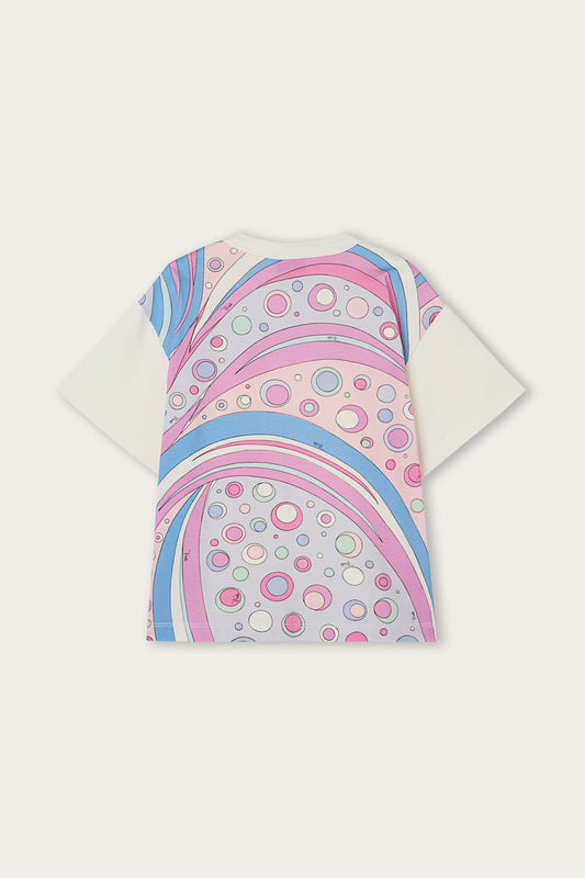 T-shirt con Ricamo e Retro Stampato