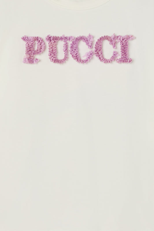 T-shirt con Ricamo e Retro Stampato