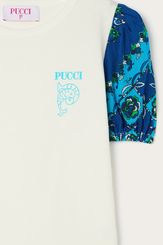 T-shirt con Maniche Stampate e Logo
