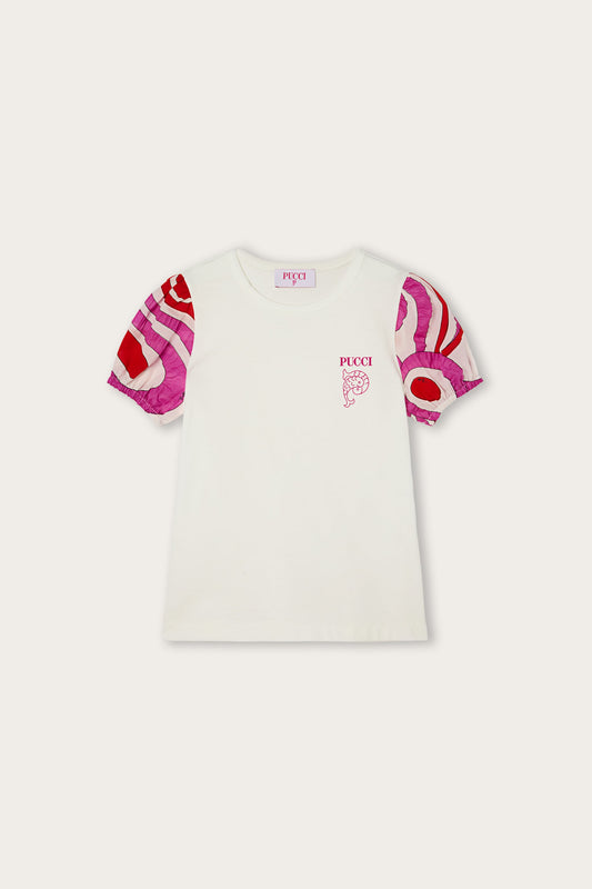 T-shirt con Maniche Stampate e Logo