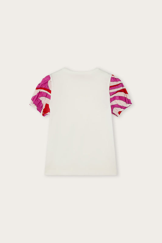 T-shirt con Maniche Stampate e Logo