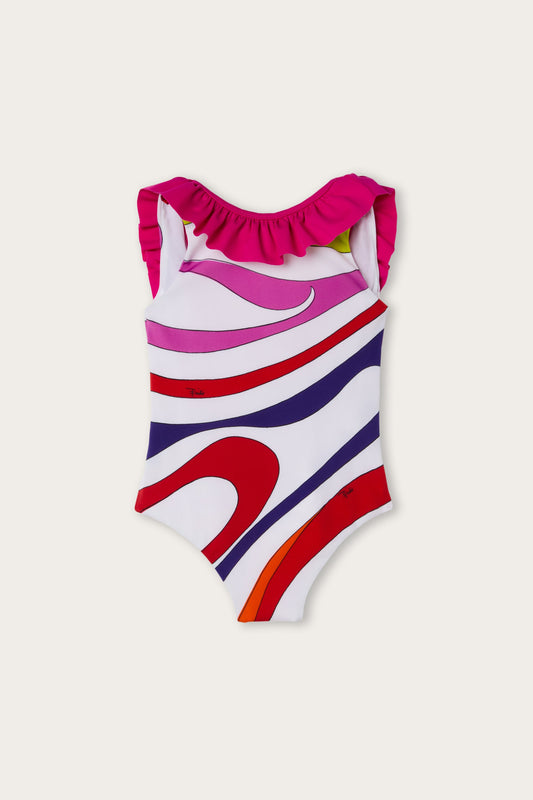 Costume in Stampa Marmo con Volants