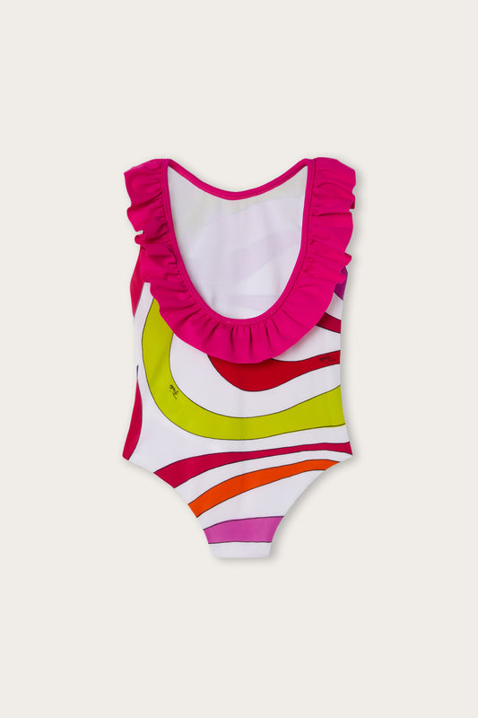 Costume in Stampa Marmo con Volants