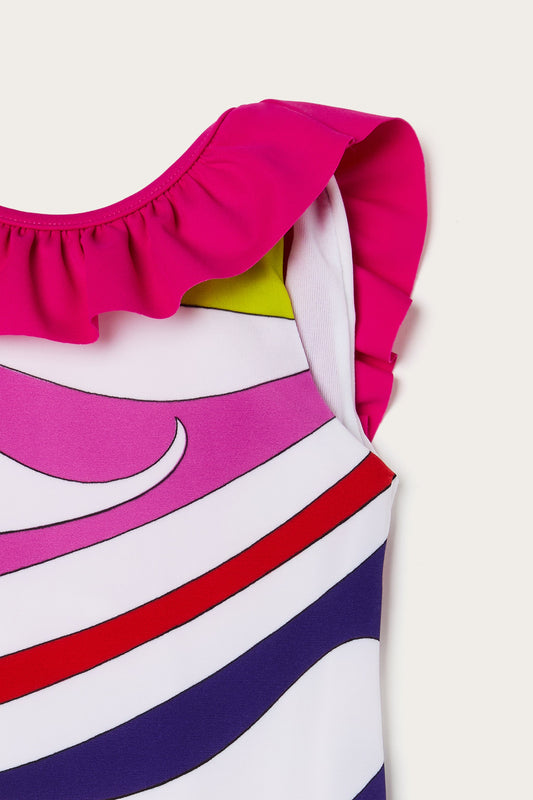 Costume in Stampa Marmo con Volants